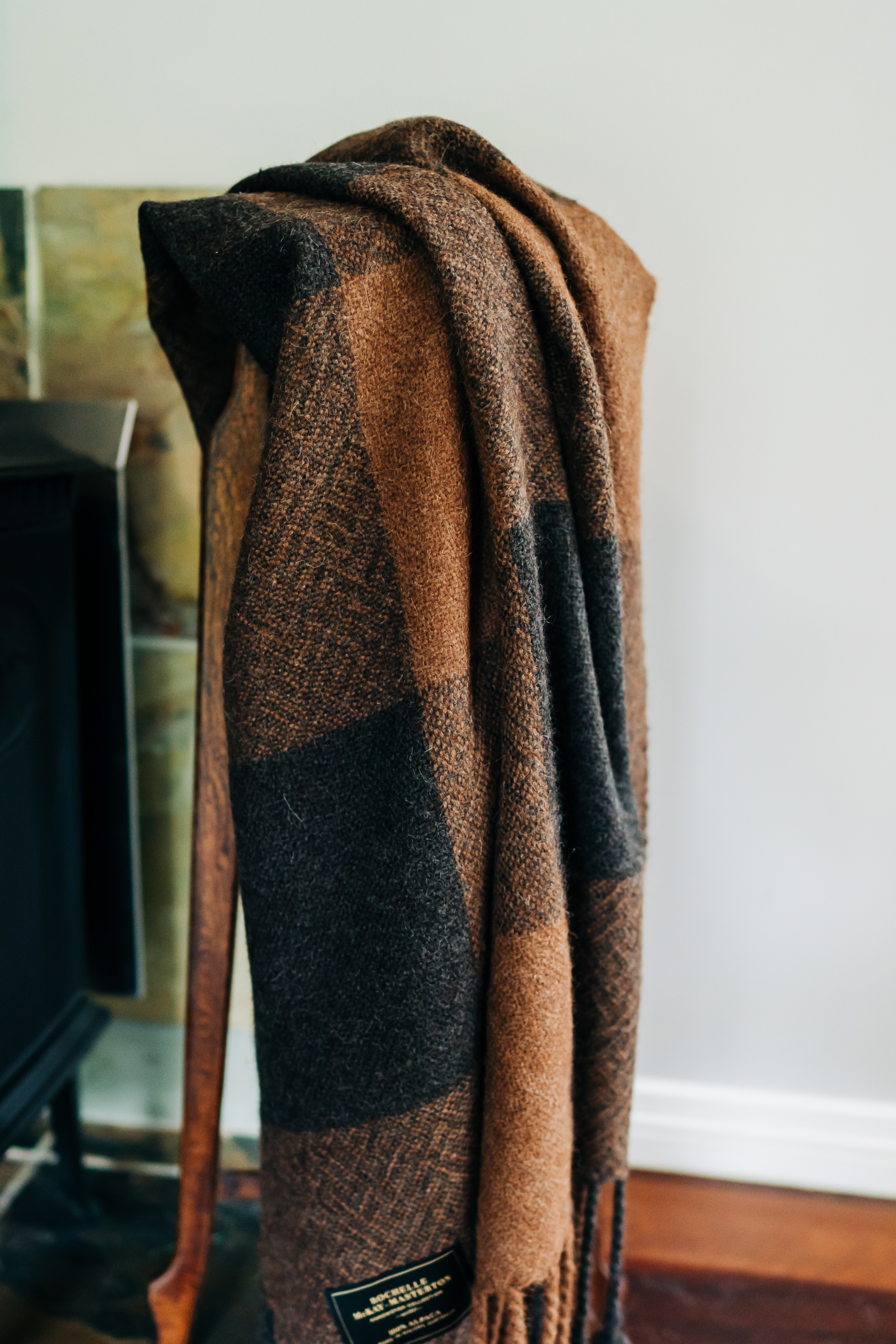 Handwoven Brown & Charcoal Checks Pure Alpaca Throw - Image 2