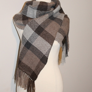 Handwoven Alpaca Scarf Australia. charcoal, Grey and brown