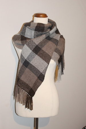 Handwoven Alpaca Scarf Australia. charcoal, Grey and brown