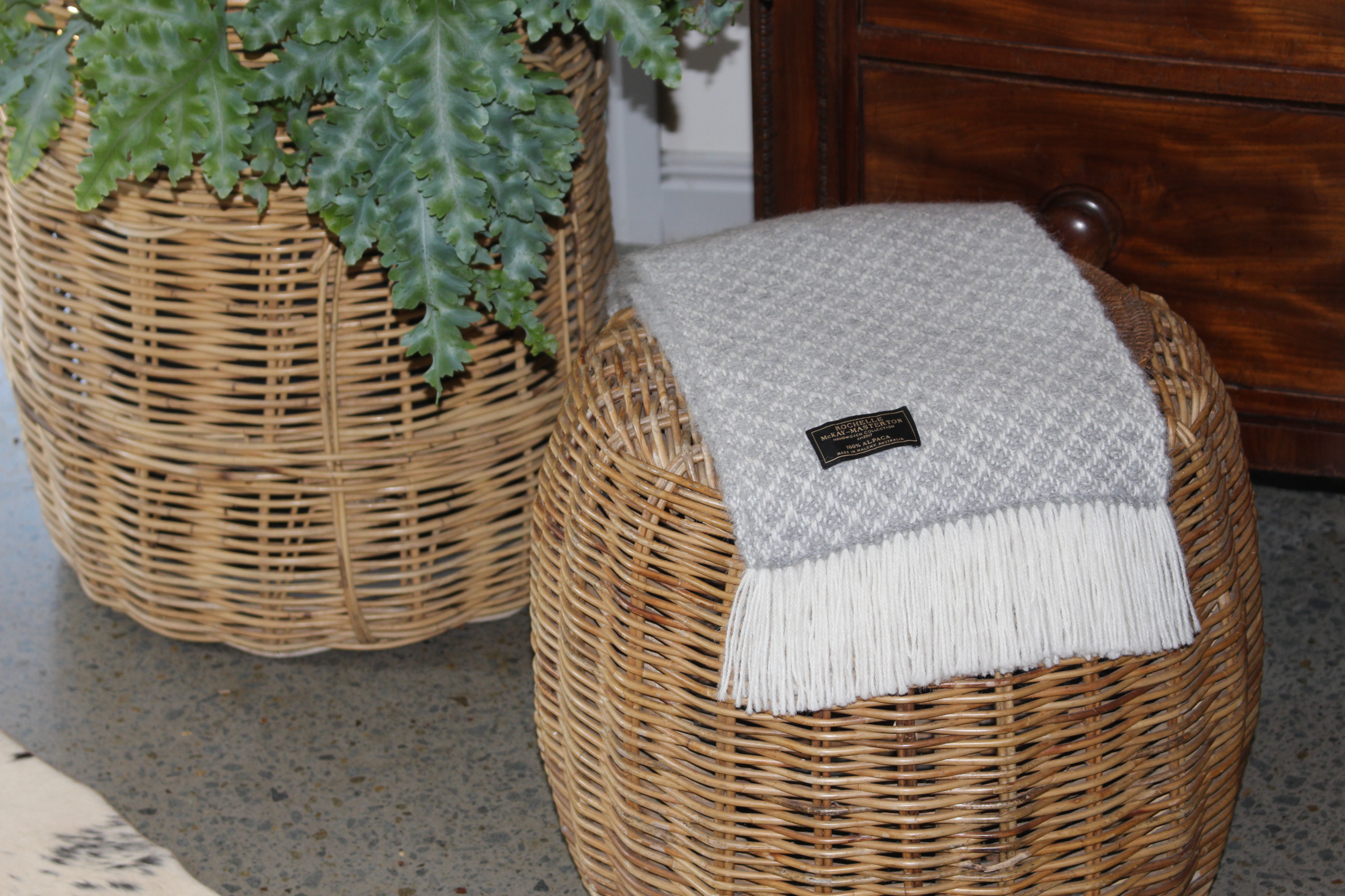 Handmade Grey & White 'Seashells' Pure Alpaca Scarf - Image 2