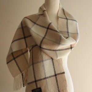 Alpaca Scarf Australia Fawn, White, Grey & Brown Plaid