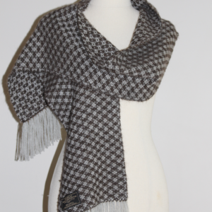 Handwoven Alpaca Scarf - twill brown and grey