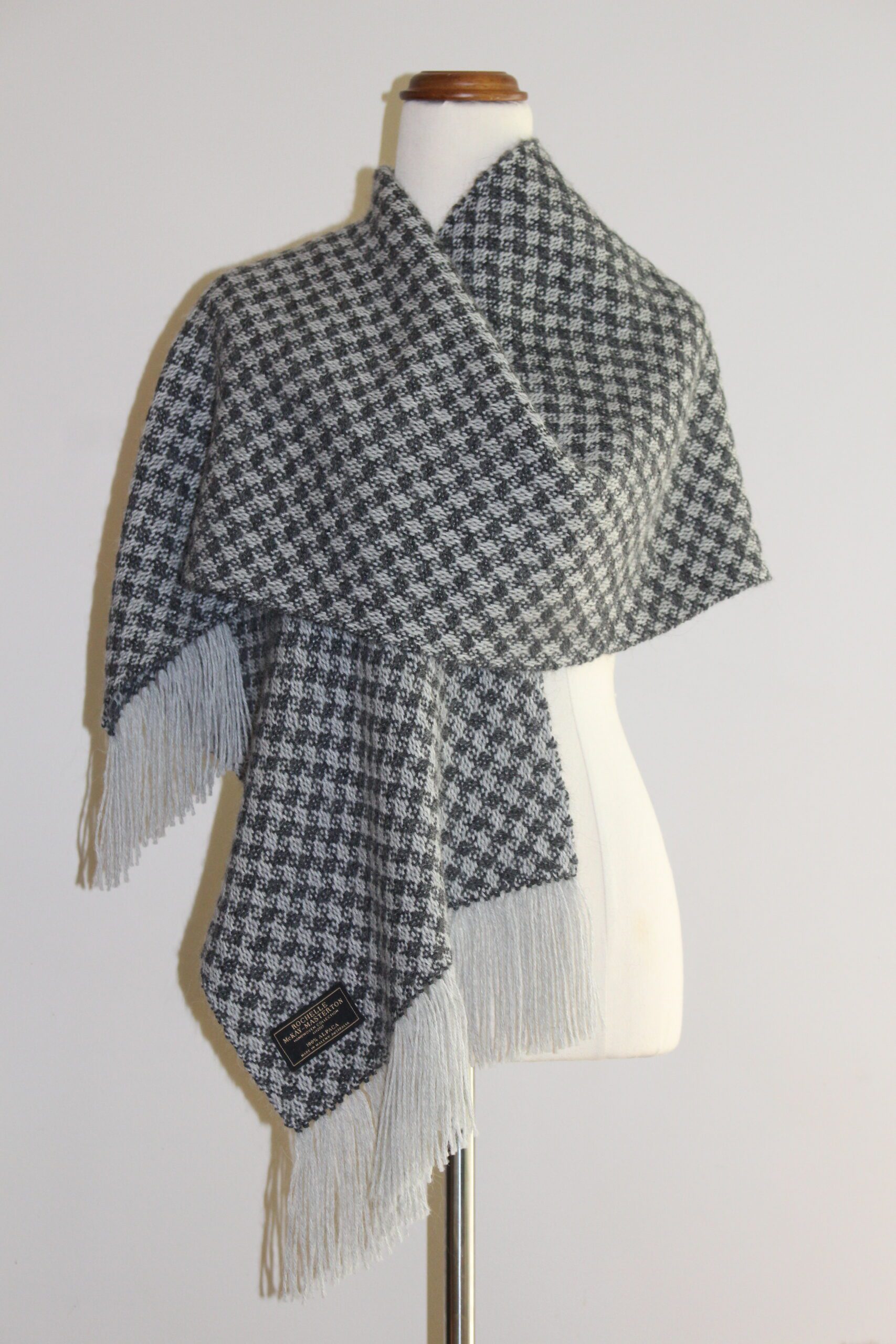Alpaca Shawl Australia. Charcoal & Light Grey Twill