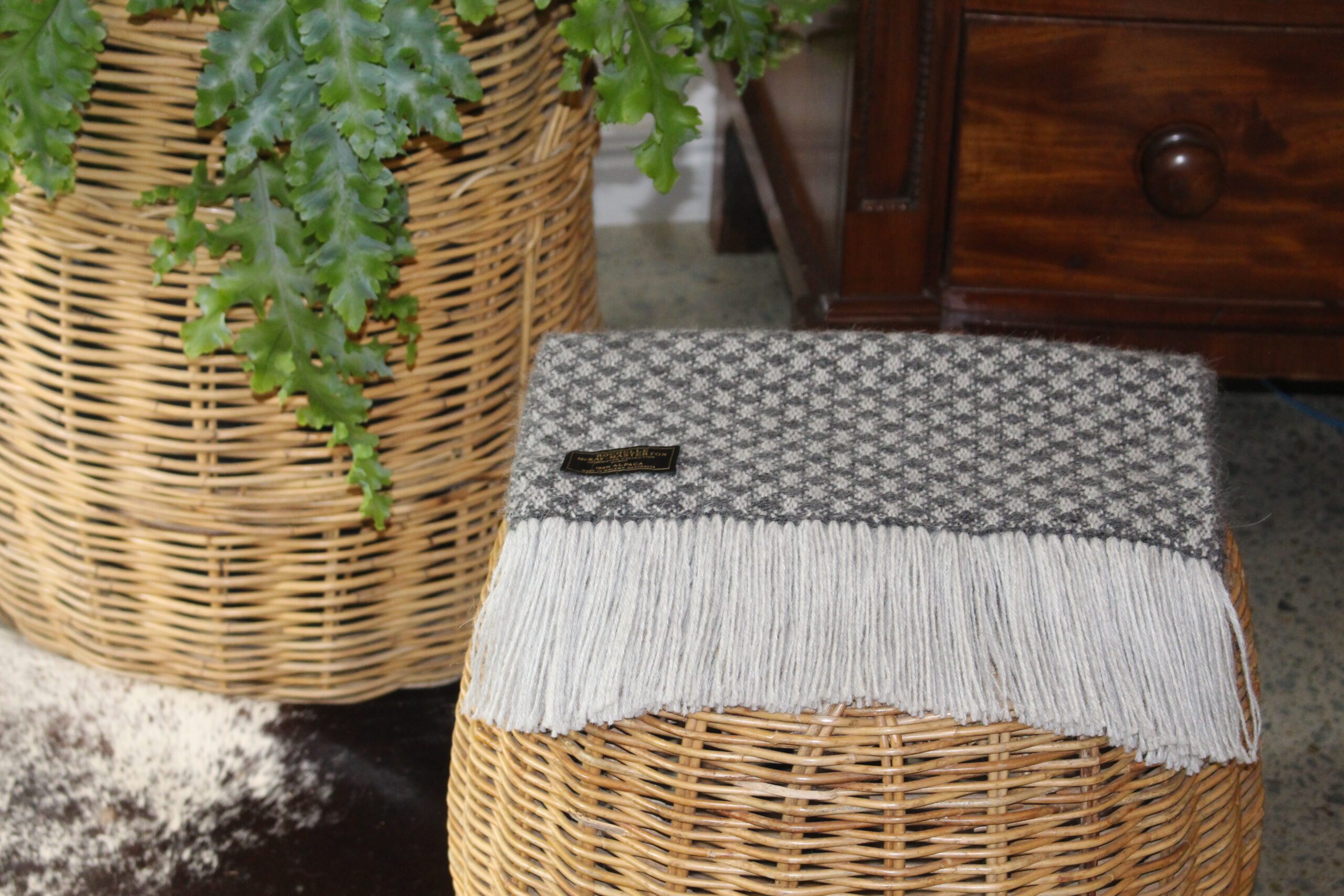 Close-up alpaca wool twill weave texture
