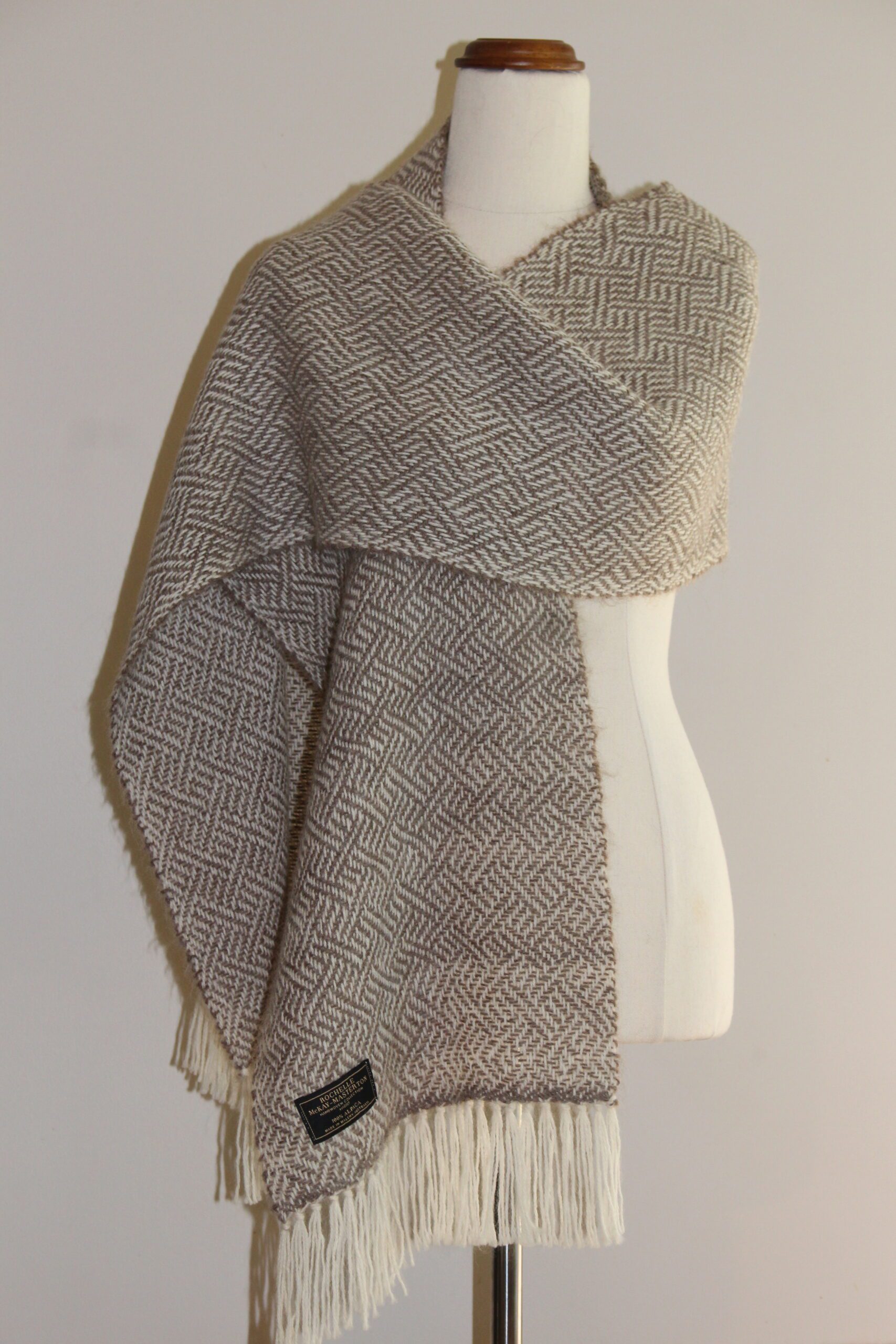 Alpaca Scarf Australia Fawn & Cream Plaited