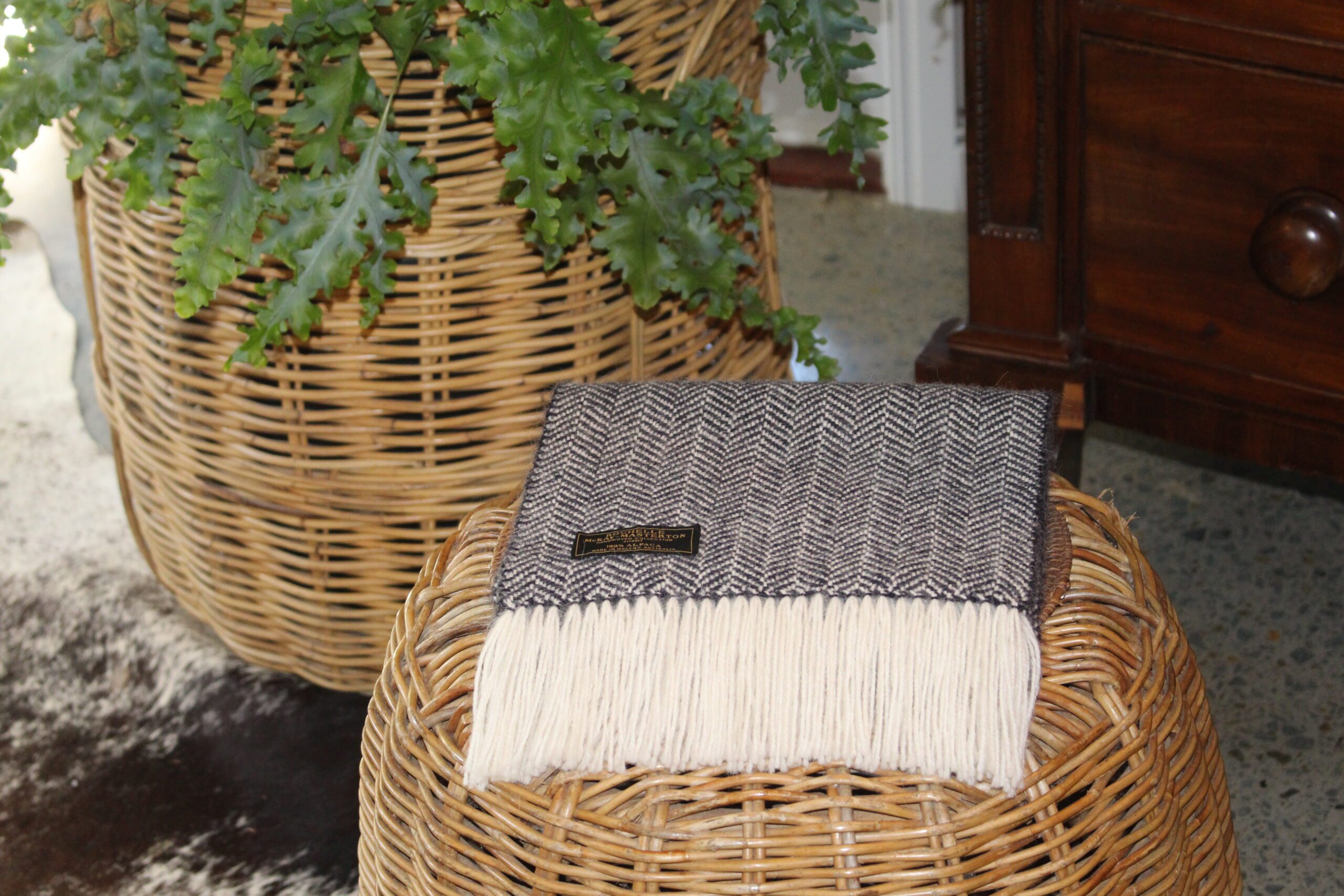 Close-up alpaca wool twill weave texture